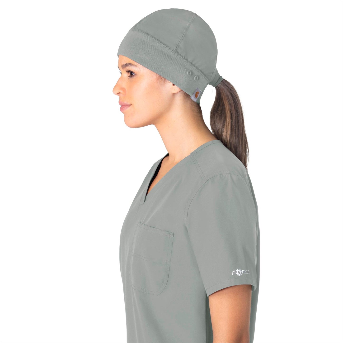 Force Essentials C40013 Unisex Beanie Scrub Cap Grey Model Image Front | Carhartt