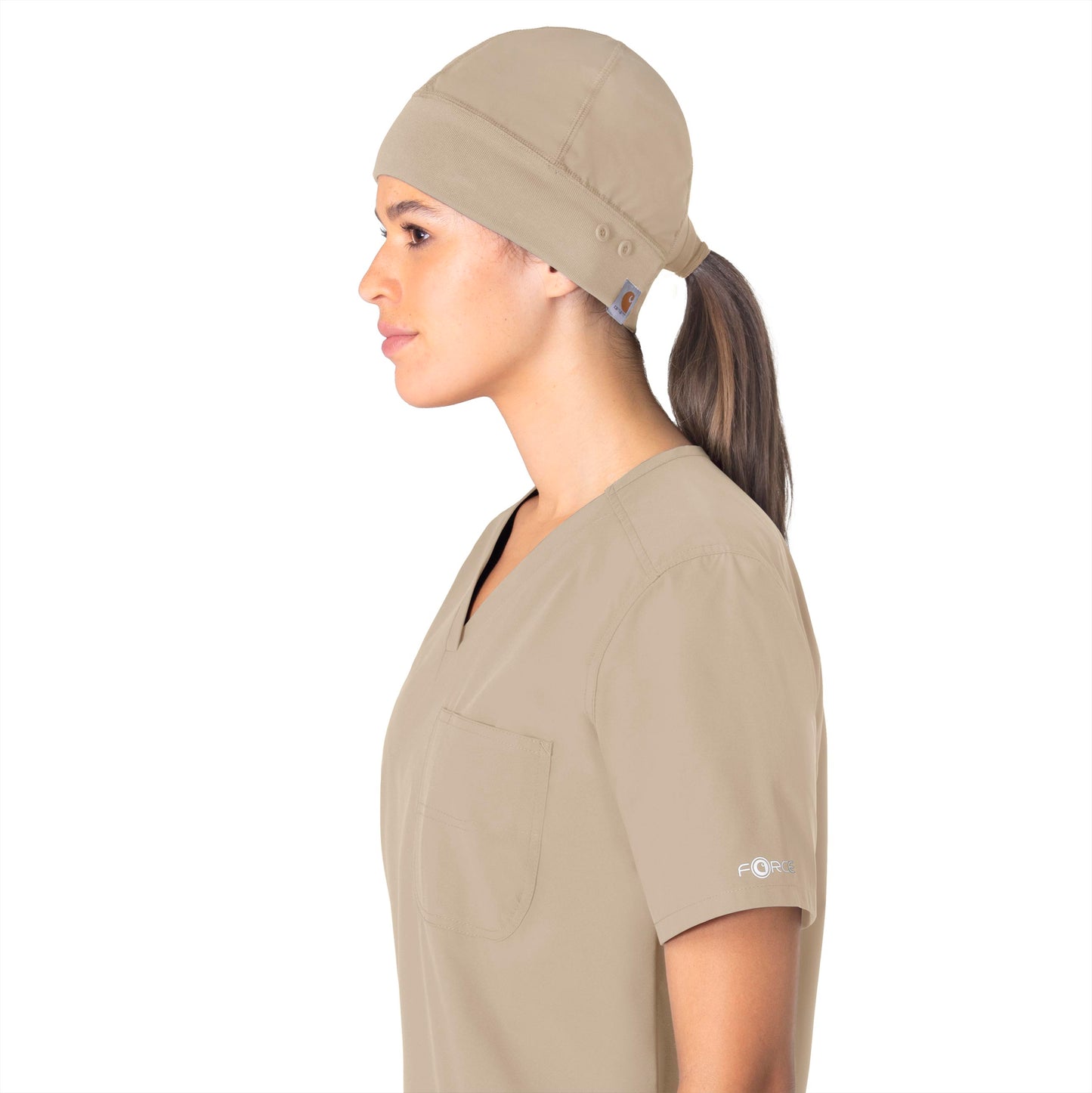 Force Essentials C40013 Unisex Beanie Scrub Cap Khaki Model Image Front | Carhartt