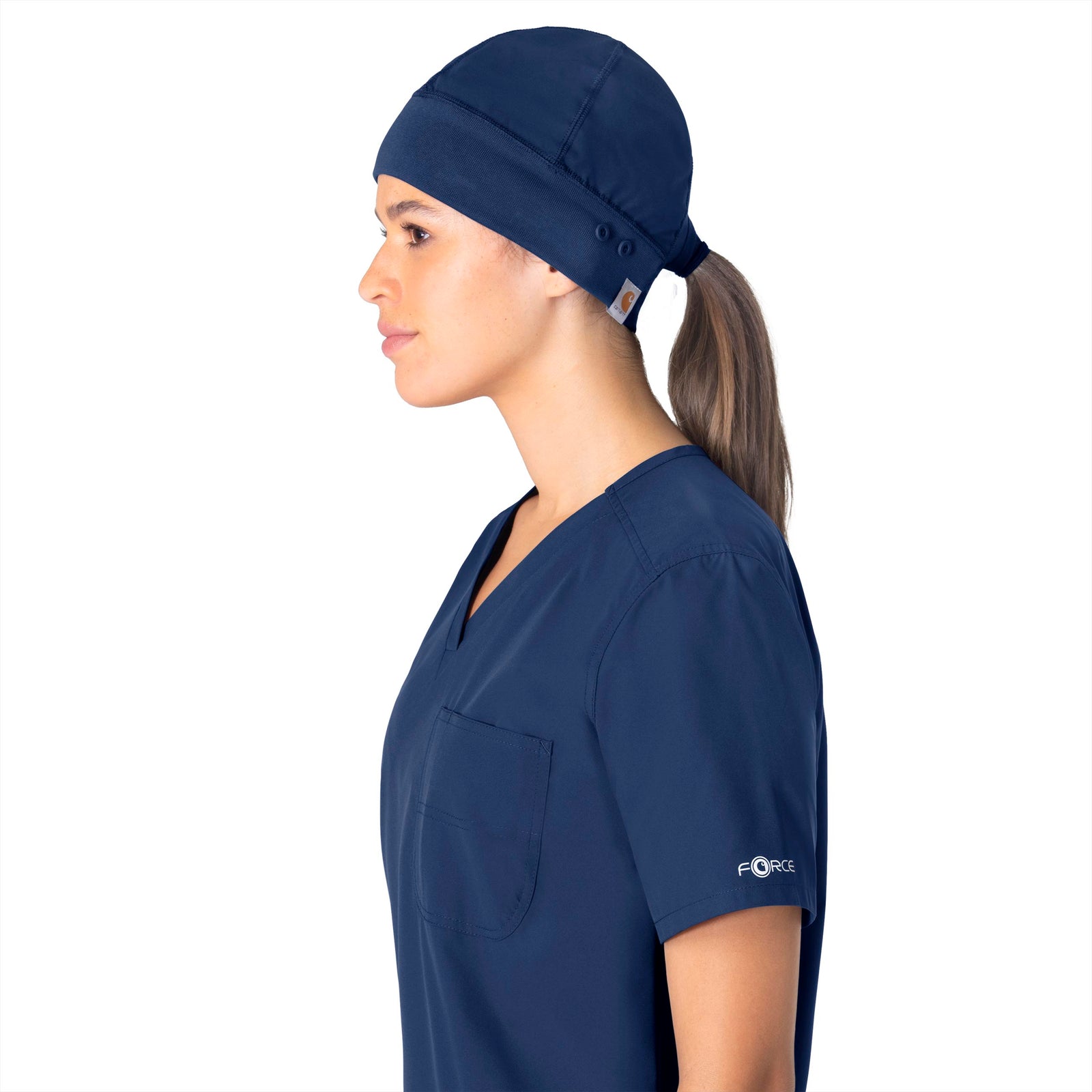 Force Essentials C40013 Unisex Beanie Scrub Cap Navy Model Image Front | Carhartt