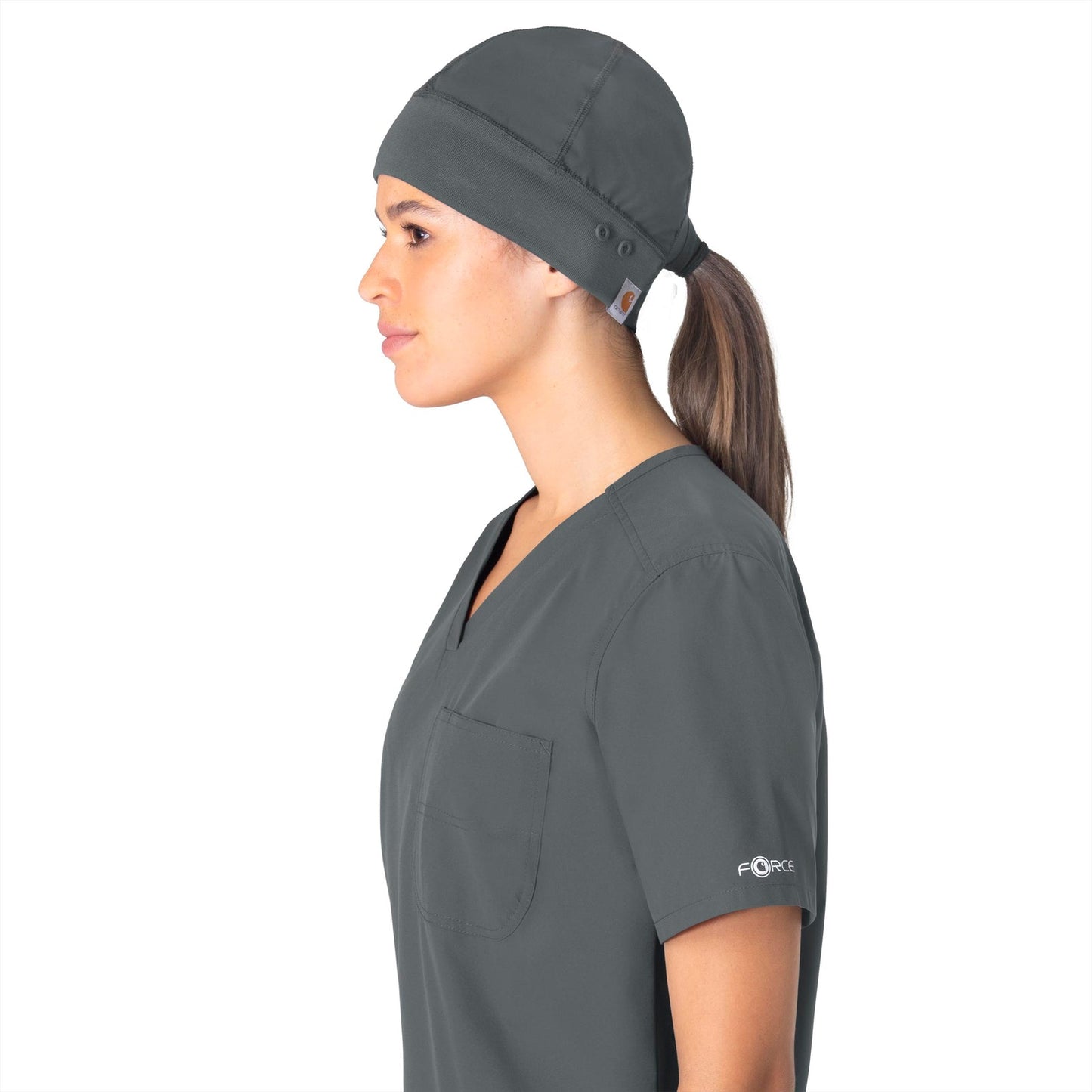 Force Essentials C40013 Unisex Beanie Scrub Cap Pewter Model Image Front | Carhartt