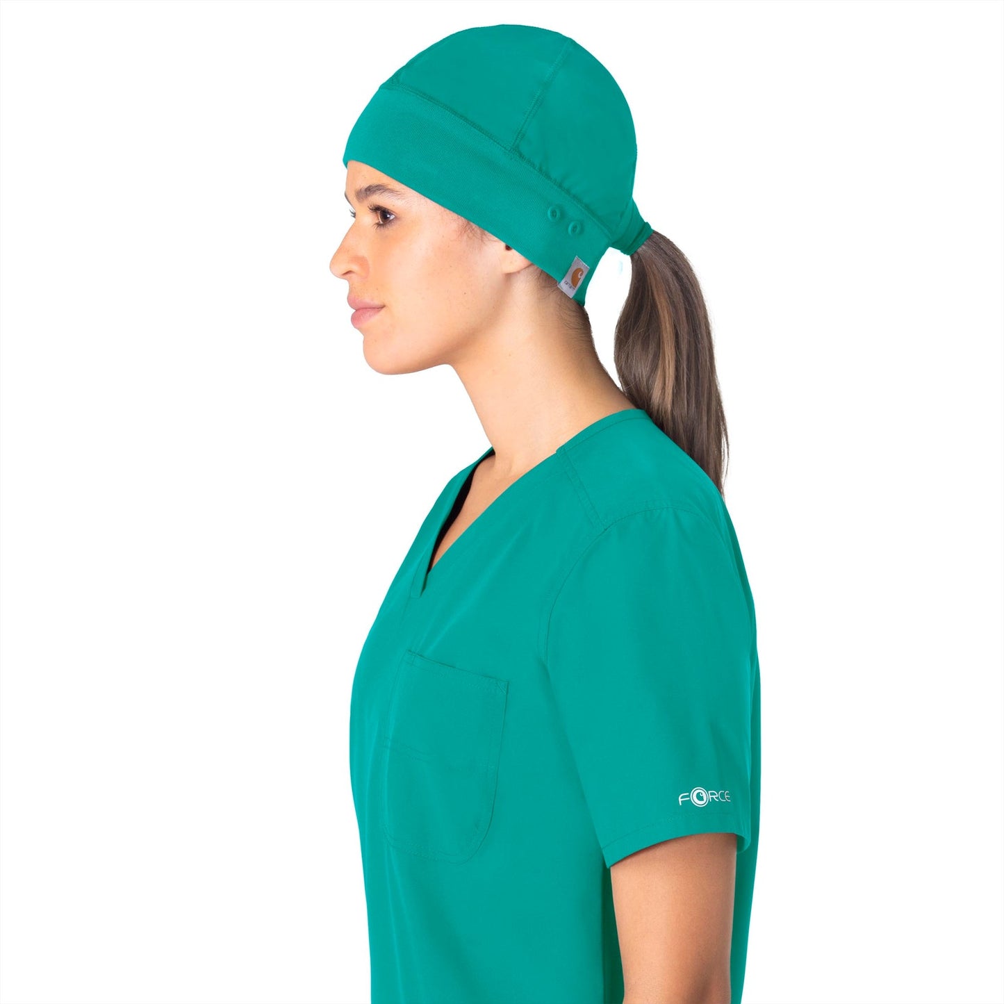 Force Essentials C40013 Unisex Beanie Scrub Cap Teal Blue Model Image Front | Carhartt