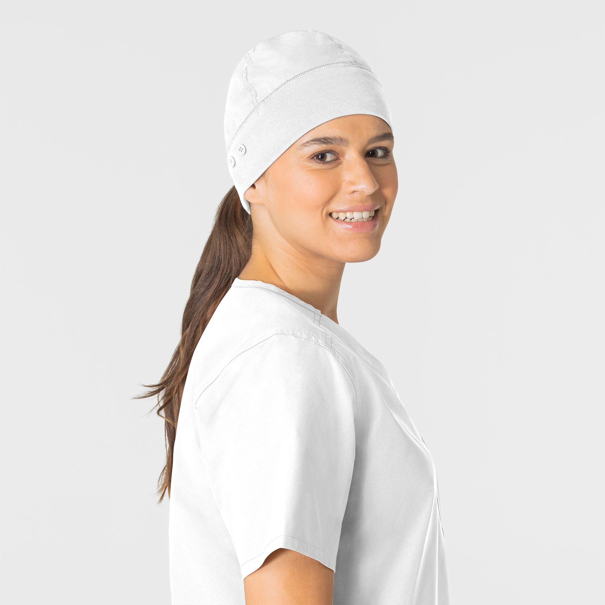 Force Essentials C40013 Unisex Beanie Scrub Cap White Model Image Front | Carhartt