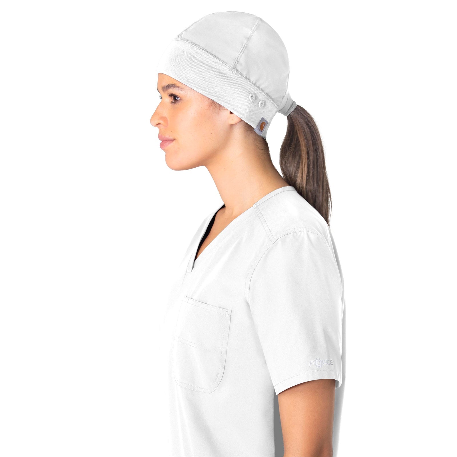 Force Essentials C40013 Unisex Beanie Scrub Cap White Model Image Front | Carhartt