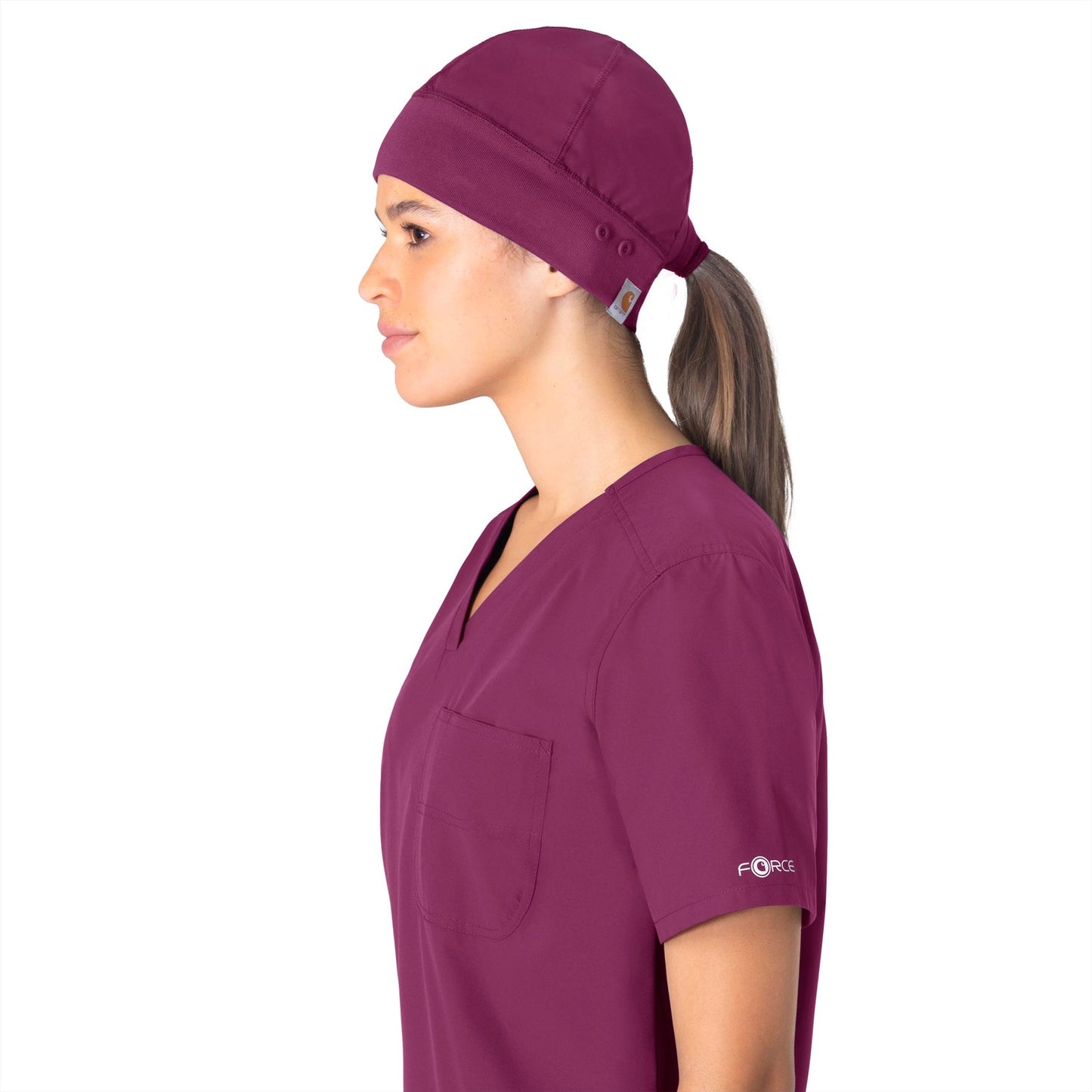 Force Essentials C40013 Unisex Beanie Scrub Cap Wine Model Image Front | Carhartt