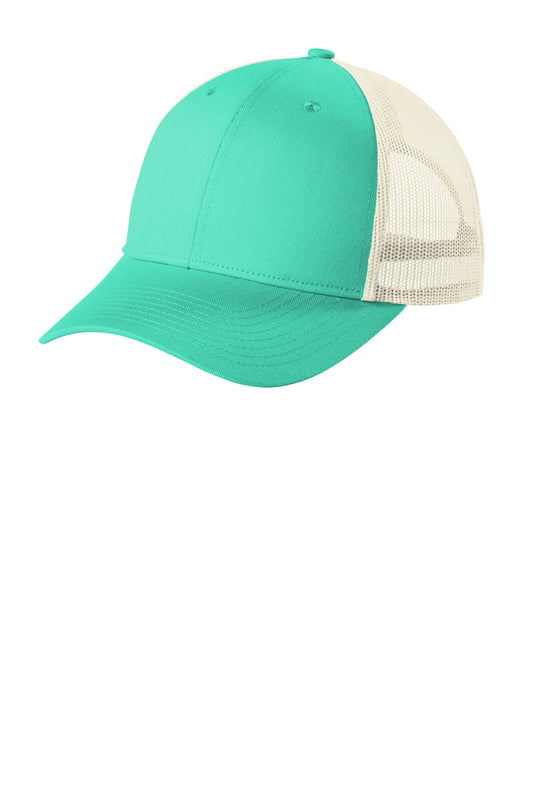 Port Authority Low-Profile Snapback Trucker Cap C402LP Bright Seafoam/ Ecru