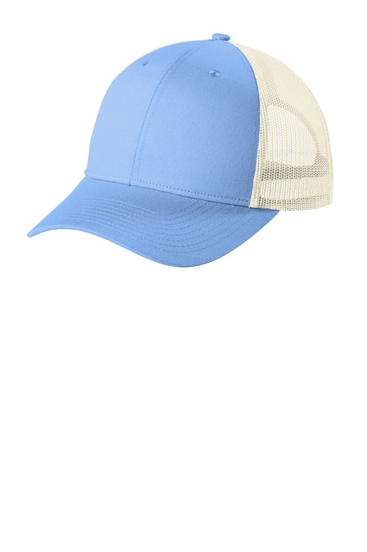 Port Authority Low-Profile Snapback Trucker Cap C402LP Carolina Blue/ Ecru