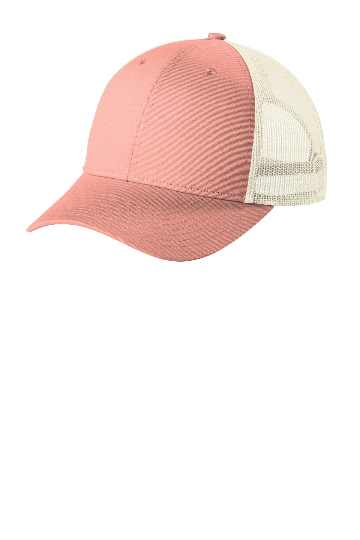 Port Authority Low-Profile Snapback Trucker Cap C402LP Soft Coral/ Ecru