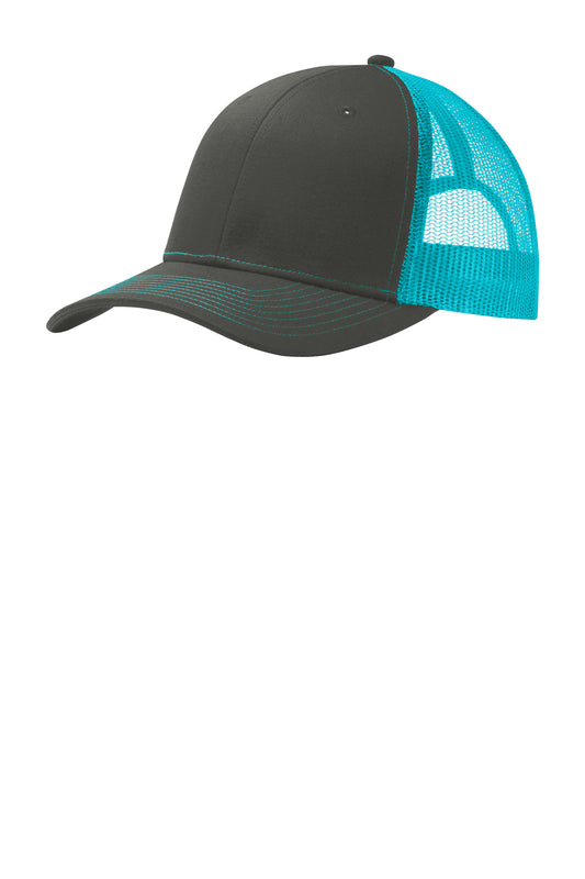 Port Authority Snapback Trucker Cap C402 Grey Steel/ Neon Blue