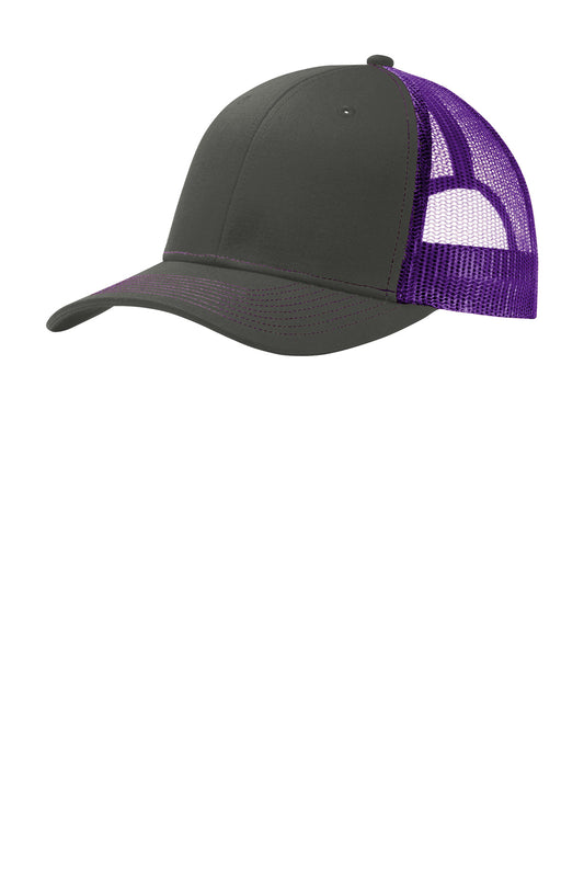 Port Authority Snapback Trucker Cap C402 Grey Steel/ Purple
