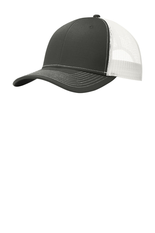Port Authority Snapback Trucker Cap C402 Grey Steel/ White
