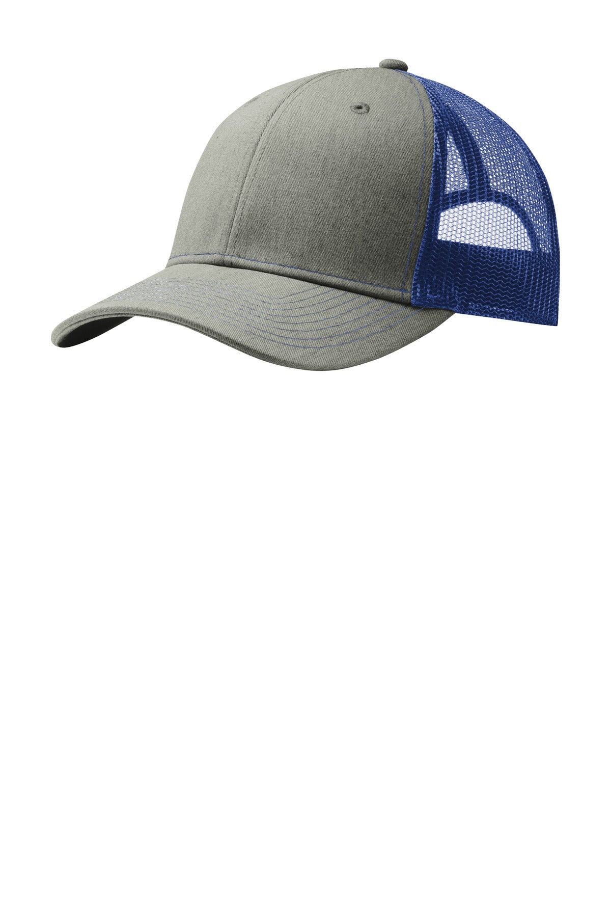Port Authority Snapback Trucker Cap C402 Heather Grey/ Patriot Blue
