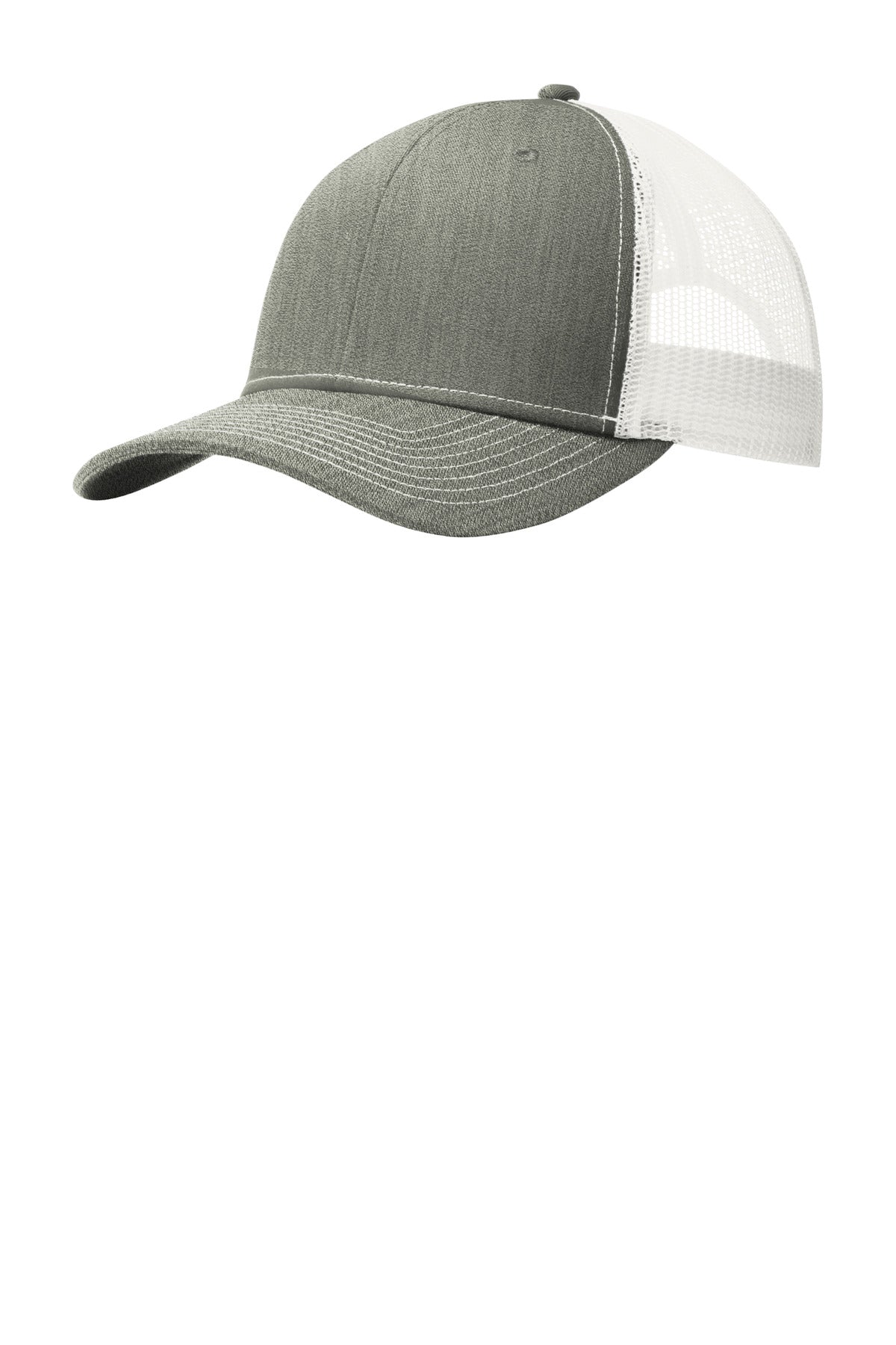 Port Authority Snapback Trucker Cap C402 Heather Grey/ White