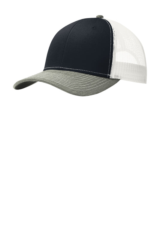 Port Authority Snapback Trucker Cap C402 Rich Navy/ Heather Grey/ White