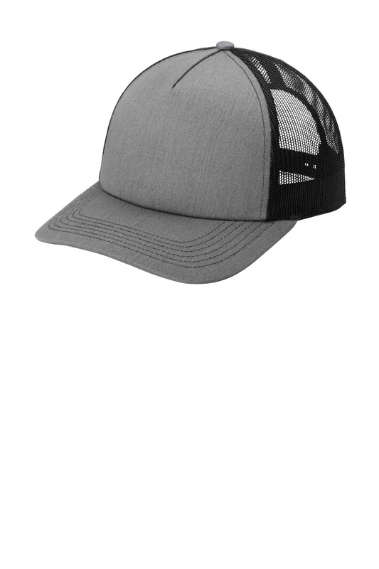 Port Authority Low-Profile Snapback 5-Panel Trucker Cap C405LP Heather Grey/ Black