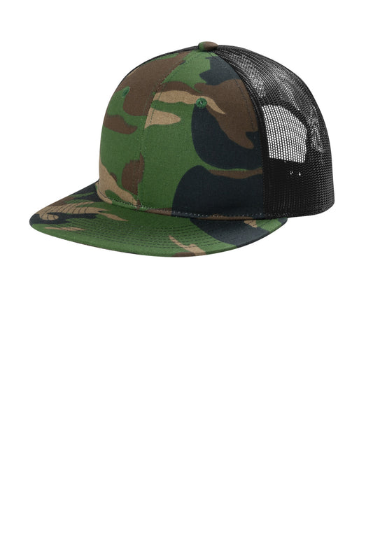 Port Authority Snapback Flat Bill Trucker Cap C407 Woodland Camo/ Black