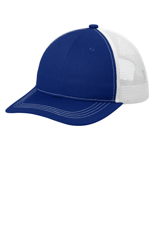 Port Authority Unstructured Snapback Trucker Cap C409 Patriot Blue/ White