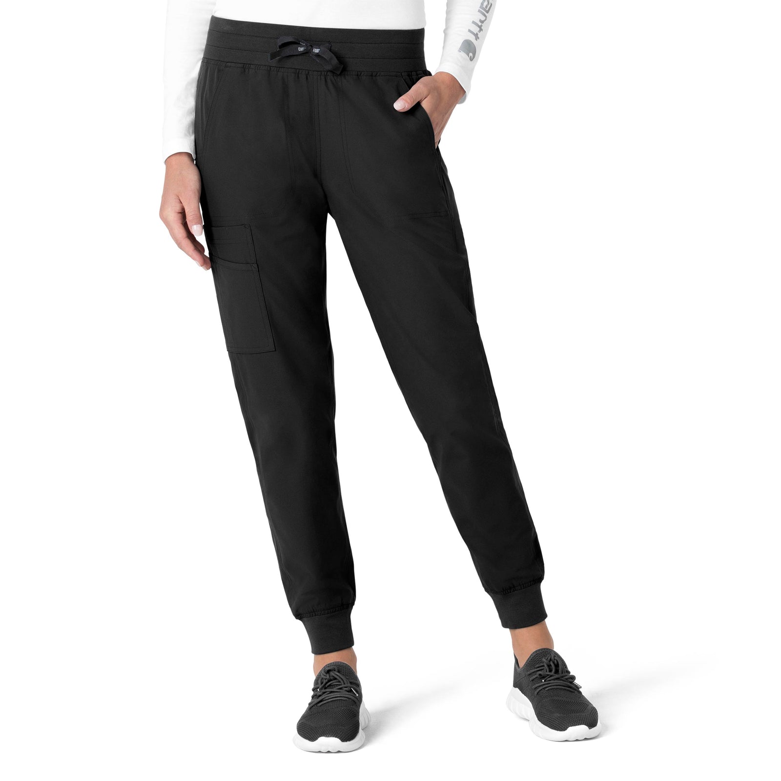 Force Essentials C51113 Jogger Scrub Pant Black Model Image Front | Carhartt