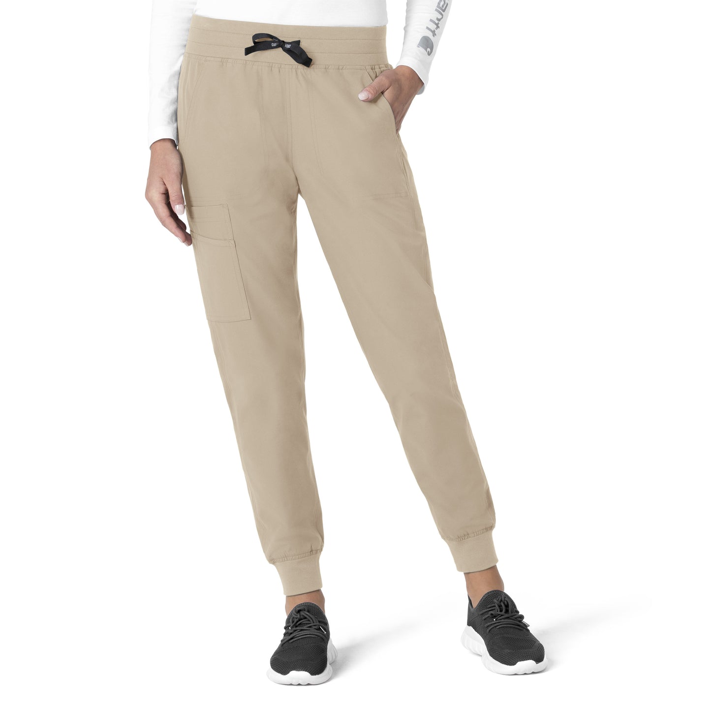 Force Essentials C51113 Jogger Scrub Pant Khaki Model Image Front | Carhartt