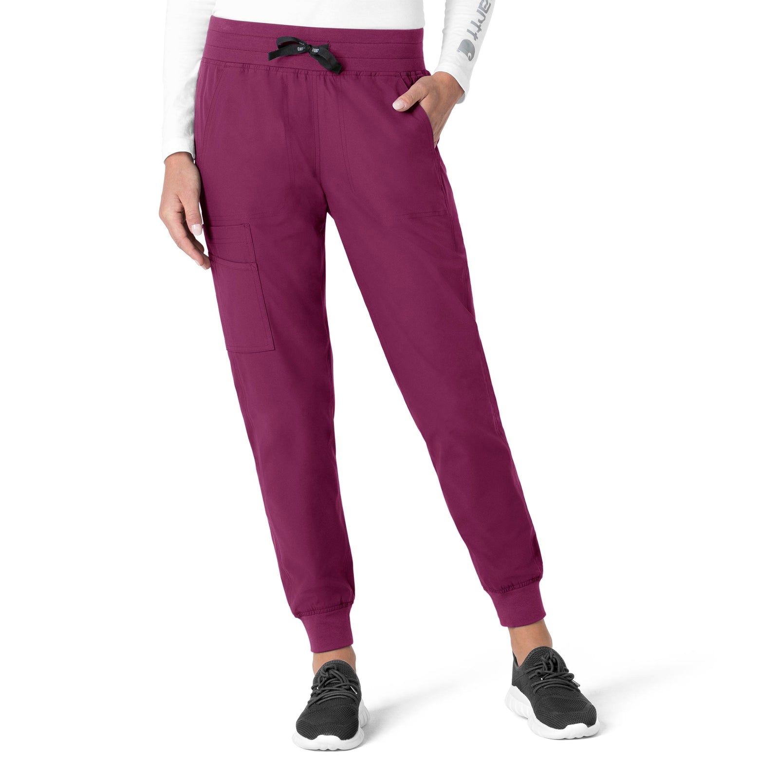 Force Essentials C51113 Jogger Scrub Pant Wine Model Image Front | Carhartt