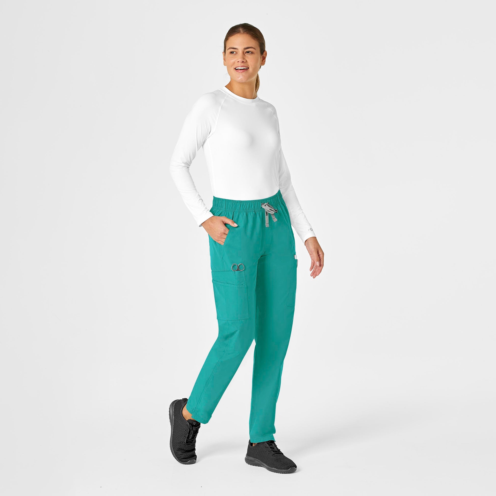 Force Essentials C51213 Straight Leg Scrub Pants Teal Blue Model Image Front | Carhartt