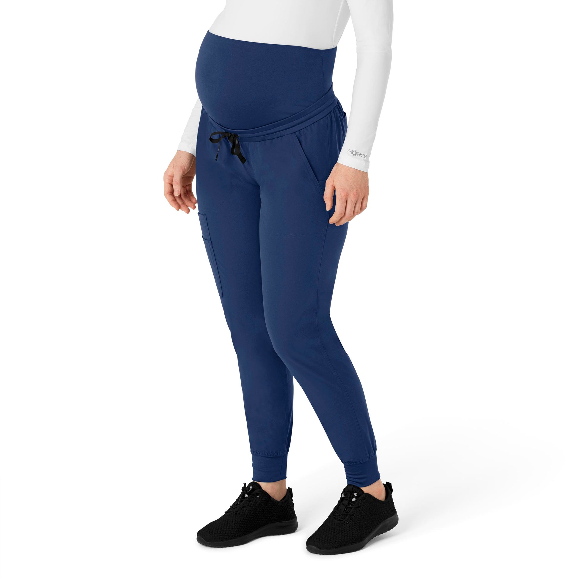 Force Essentials C54113 Maternity Jogger Scrub Pants Navy Model Image Front | Carhartt