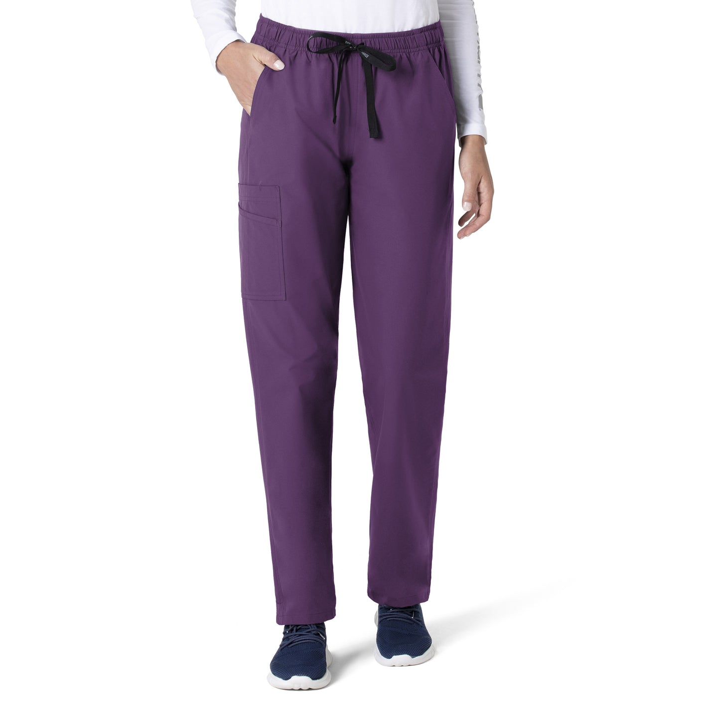 Force Essentials C55013 Unisex Elastic Waist Cargo Scrub Pants Eggplant Model Image Front | Carhartt