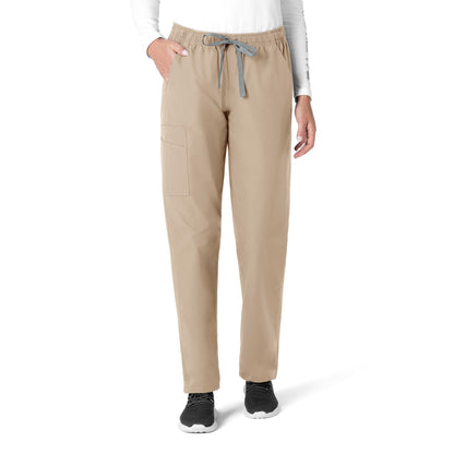 Force Essentials C55013 Unisex Elastic Waist Cargo Scrub Pants Khaki Model Image Front | Carhartt