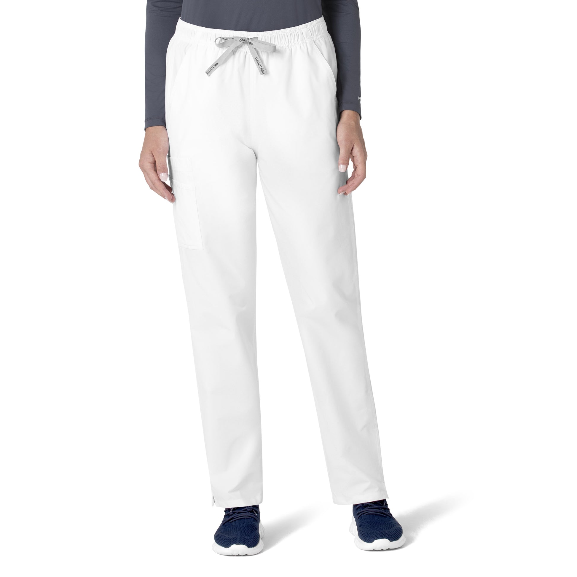 Force Essentials C55013 Unisex Elastic Waist Cargo Scrub Pants White Model Image Front | Carhartt