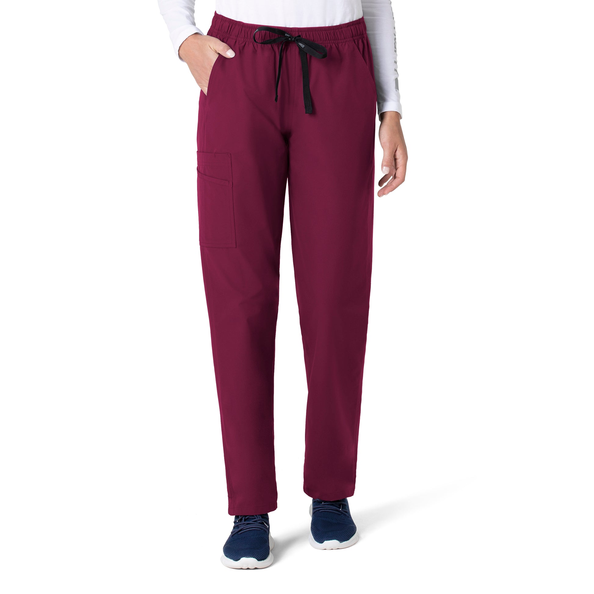 Force Essentials C55013 Unisex Elastic Waist Cargo Scrub Pants Wine Model Image Front | Carhartt