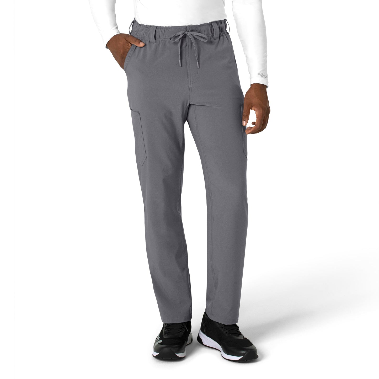 Force Cross-Flex C56410 Men's Straight Leg Scrub Pant Pewter Model Image Front | Carhartt