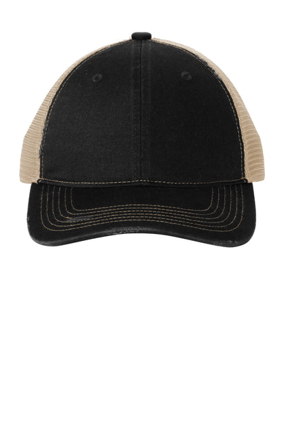 Port Authority Distressed Mesh Back Cap C600 Black/ Khaki