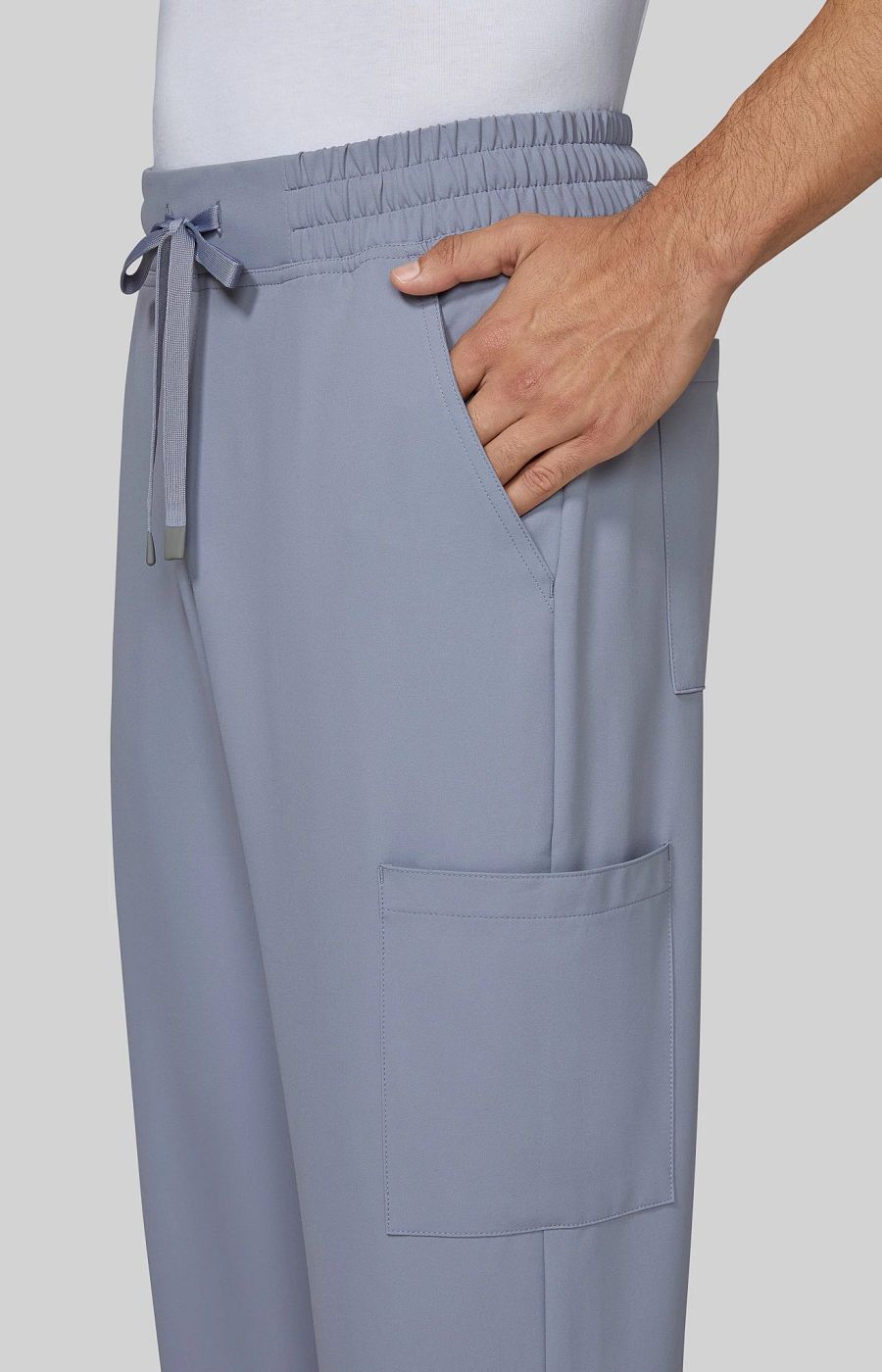 Cureology Neuro Men's 6-Pocket Cargo-Style Scrub Pants Platinum Grey