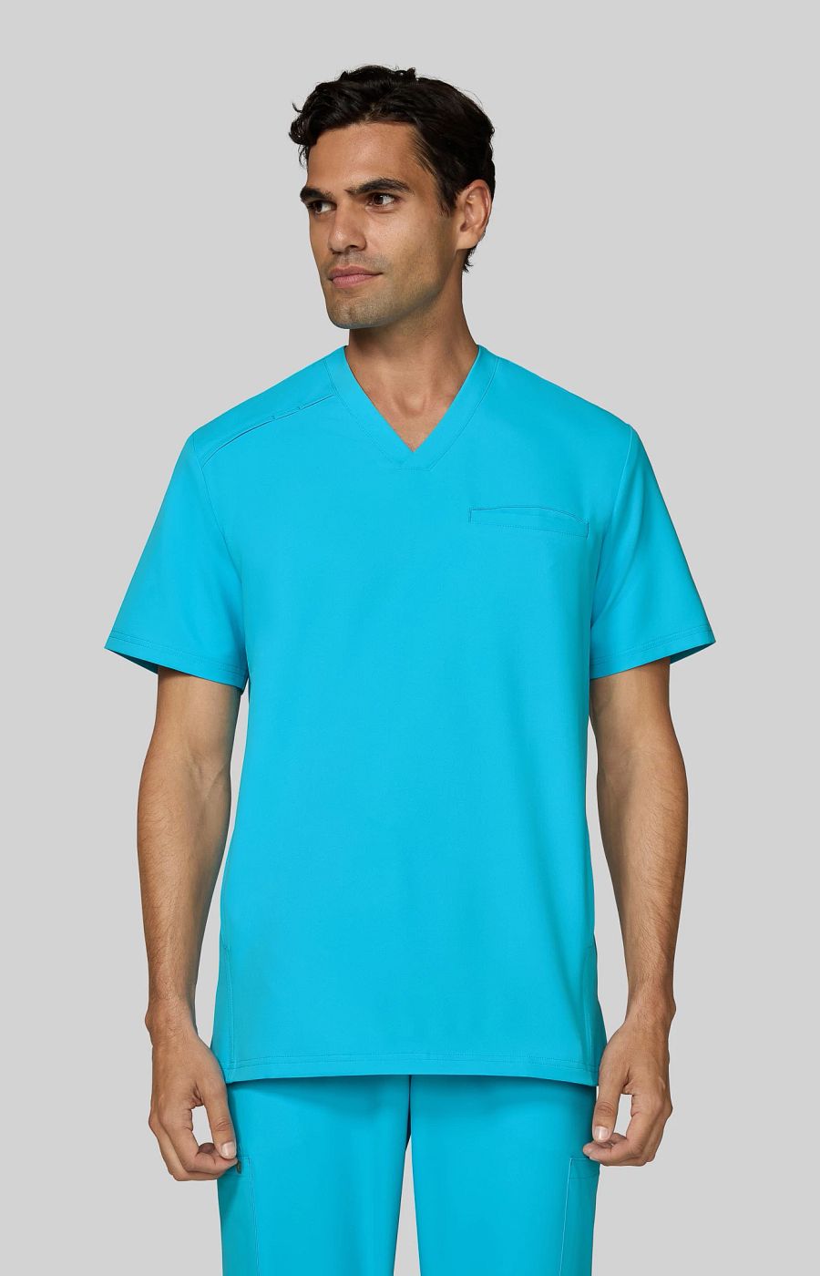 Cureology Stasis Men's 3-Pocket V-Neck Scrub Top Electric Blue