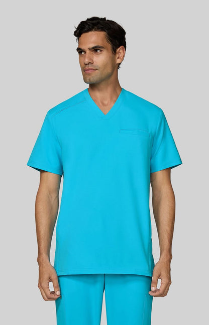 Cureology Stasis Men's 3-Pocket V-Neck Scrub Top Electric Blue