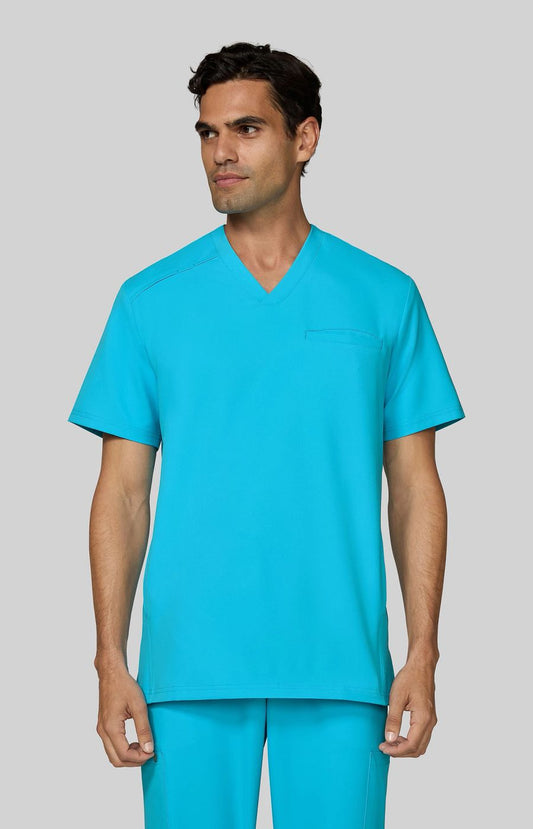 Cureology Stasis Men's 3-Pocket V-Neck Scrub Top Electric Blue