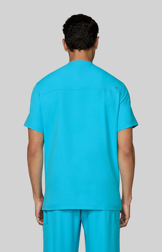 Cureology Stasis Men's 3-Pocket V-Neck Scrub Top Electric Blue
