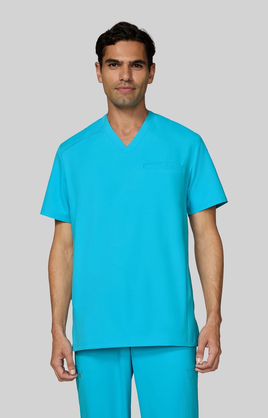 Cureology Stasis Men's 3-Pocket V-Neck Scrub Top Electric Blue