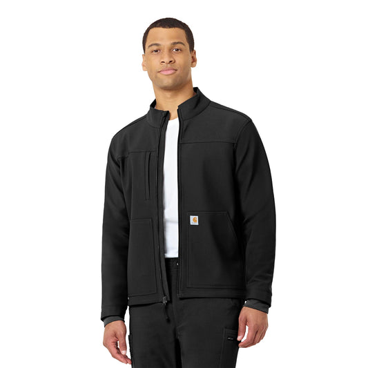 Rugged Flex C80023 Men's Bonded Fleece Jacket Black Model Image Front | Carhartt