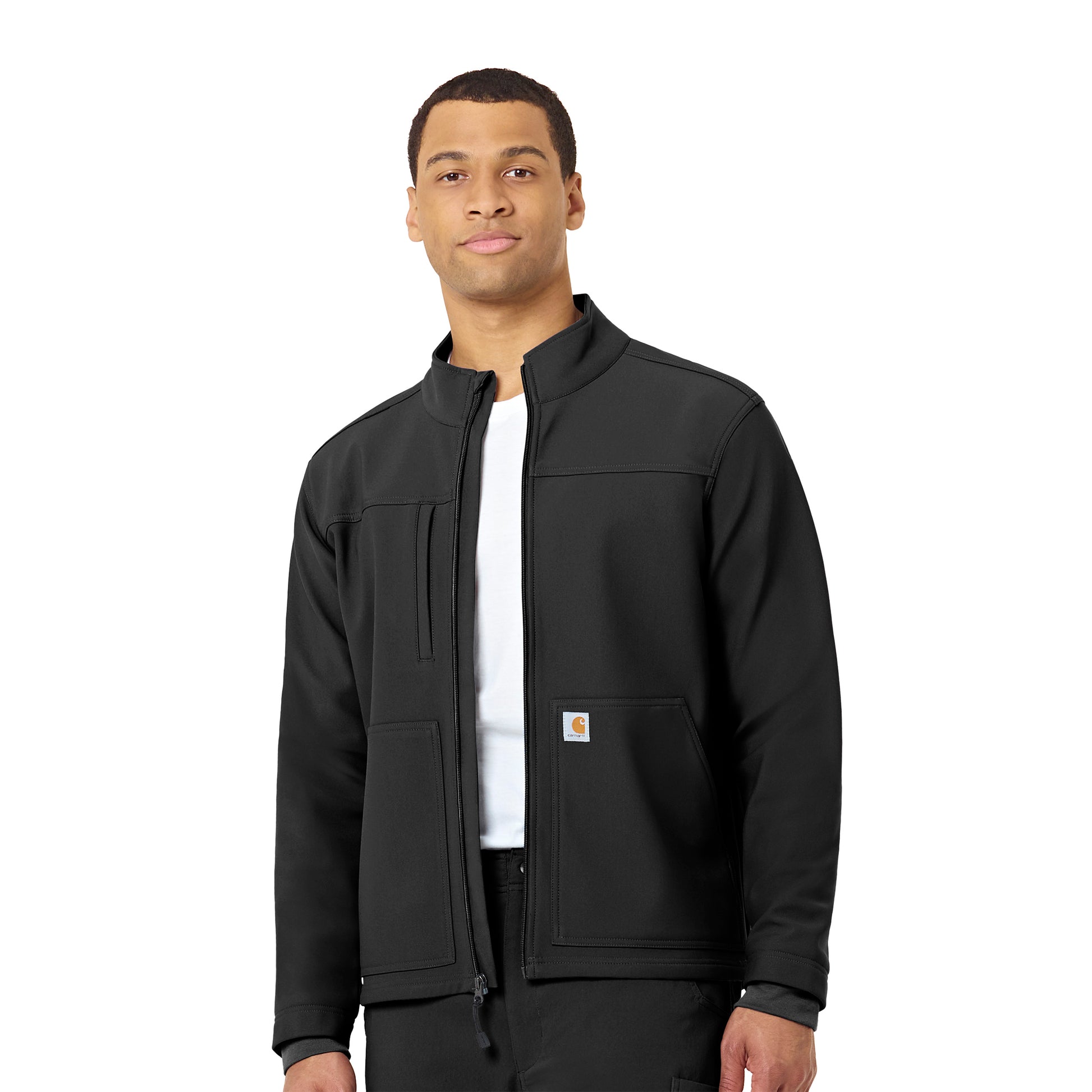 Rugged Flex C80023 Men's Bonded Fleece Jacket Black Model Image Front | Carhartt