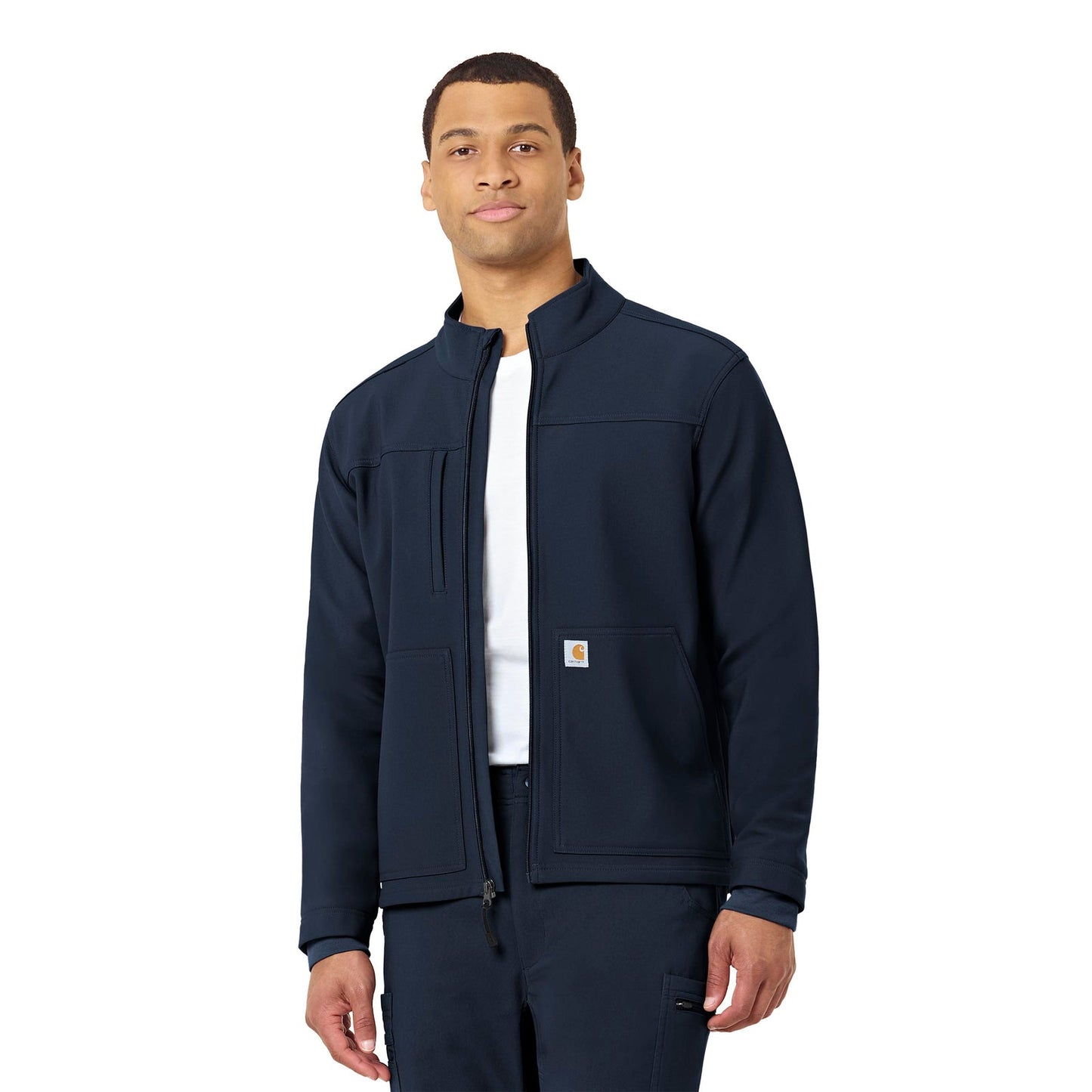 Rugged Flex C80023 Men's Bonded Fleece Jacket Navy Model Image Front | Carhartt