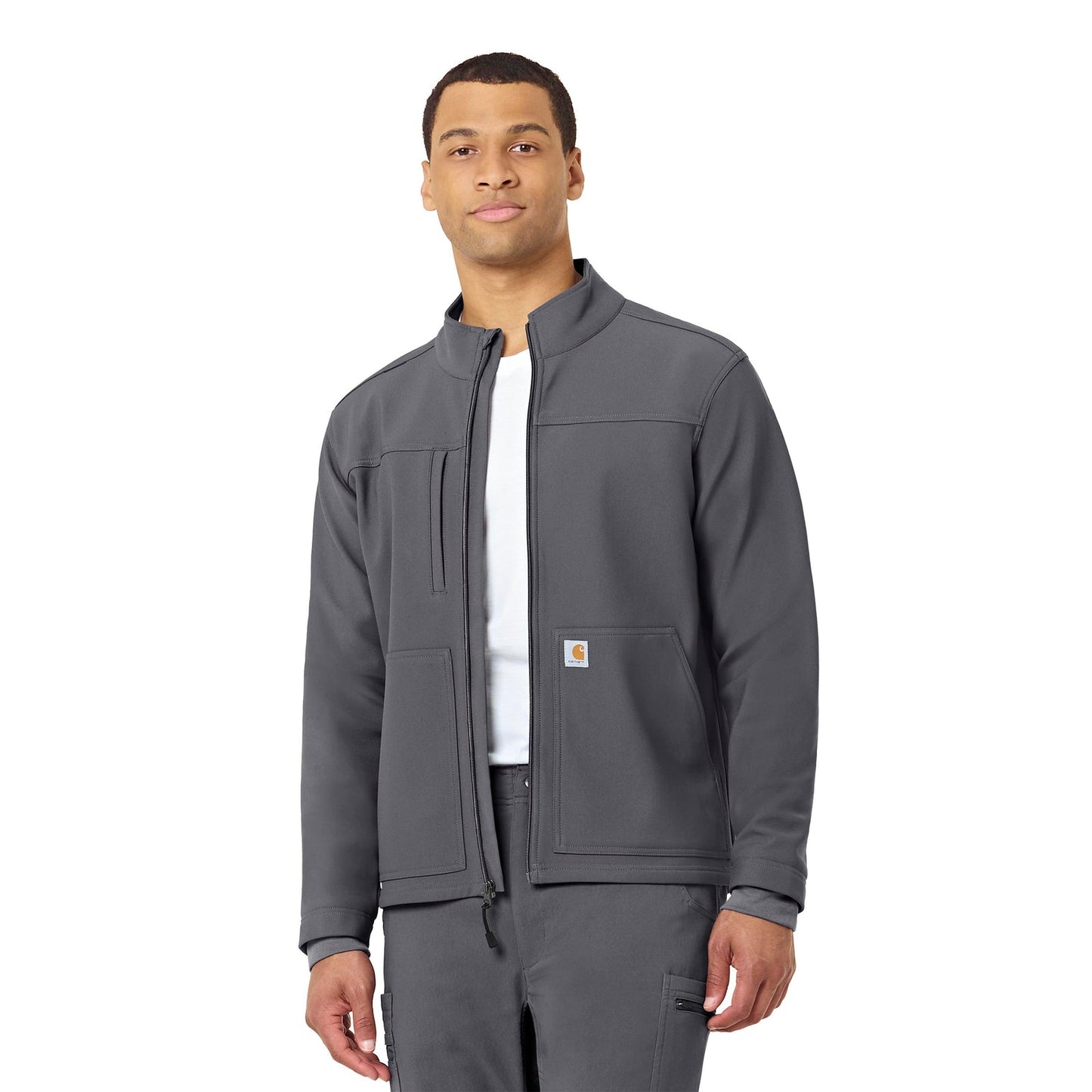 Rugged Flex C80023 Men's Bonded Fleece Jacket Pewter Model Image Front | Carhartt