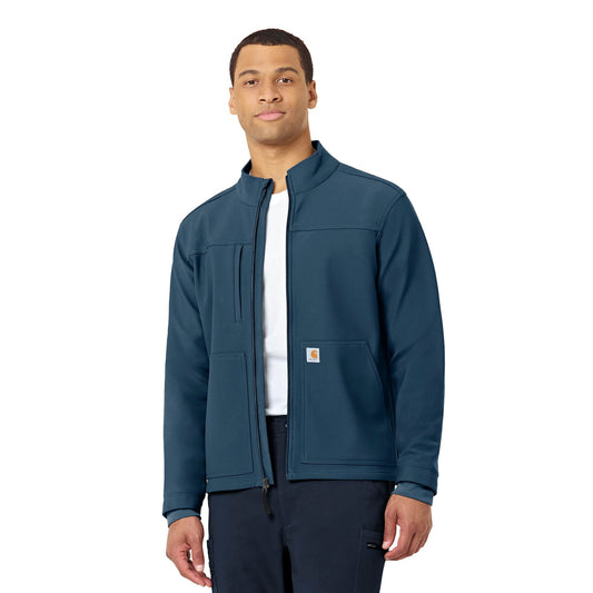 Rugged Flex C80023 Men's Bonded Fleece Jacket Storm Blue Model Image Front | Carhartt