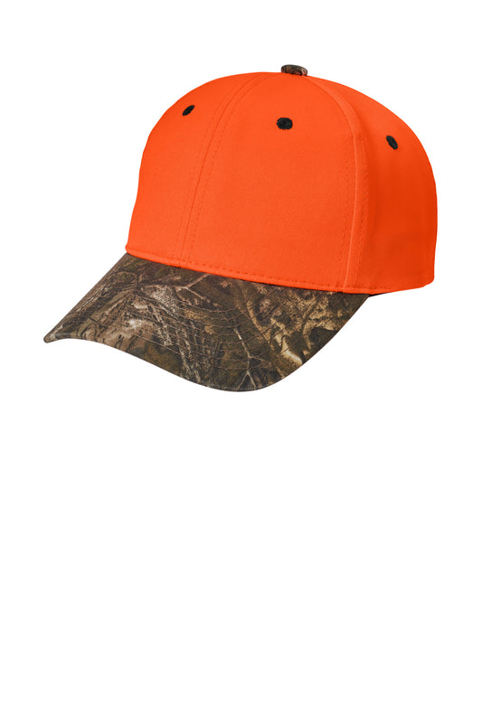 Port Authority Enhanced Visibility Cap with Camo Brim C804 Orange Blaze/ Realtree Xtra