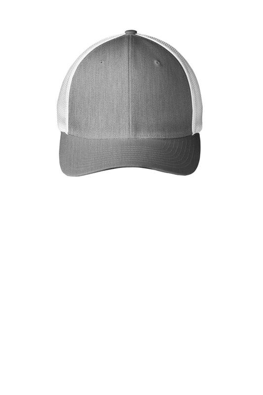 Port Authority Flexfit Mesh Back Cap C812 Heather Grey/ White