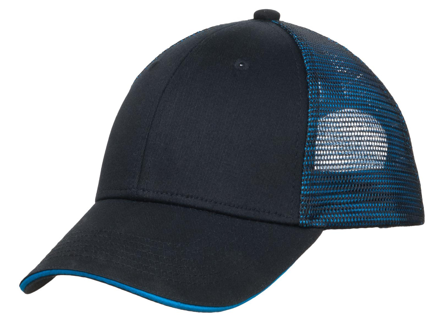 Port Authority Double Mesh Snapback Sandwich Bill Cap C818 Black/ Shock Blue