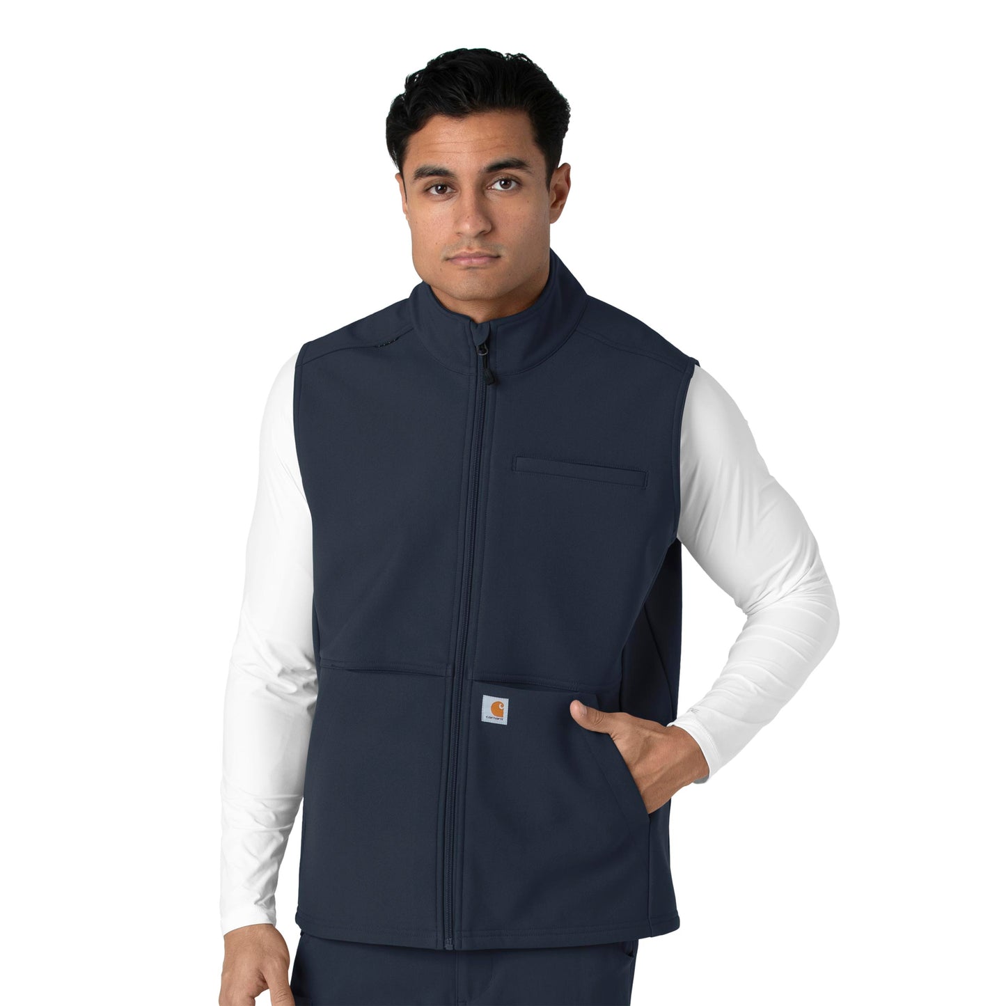 Rugged Flex C82023 Men's Bonded Fleece Vest Navy Model Image Front | Carhartt