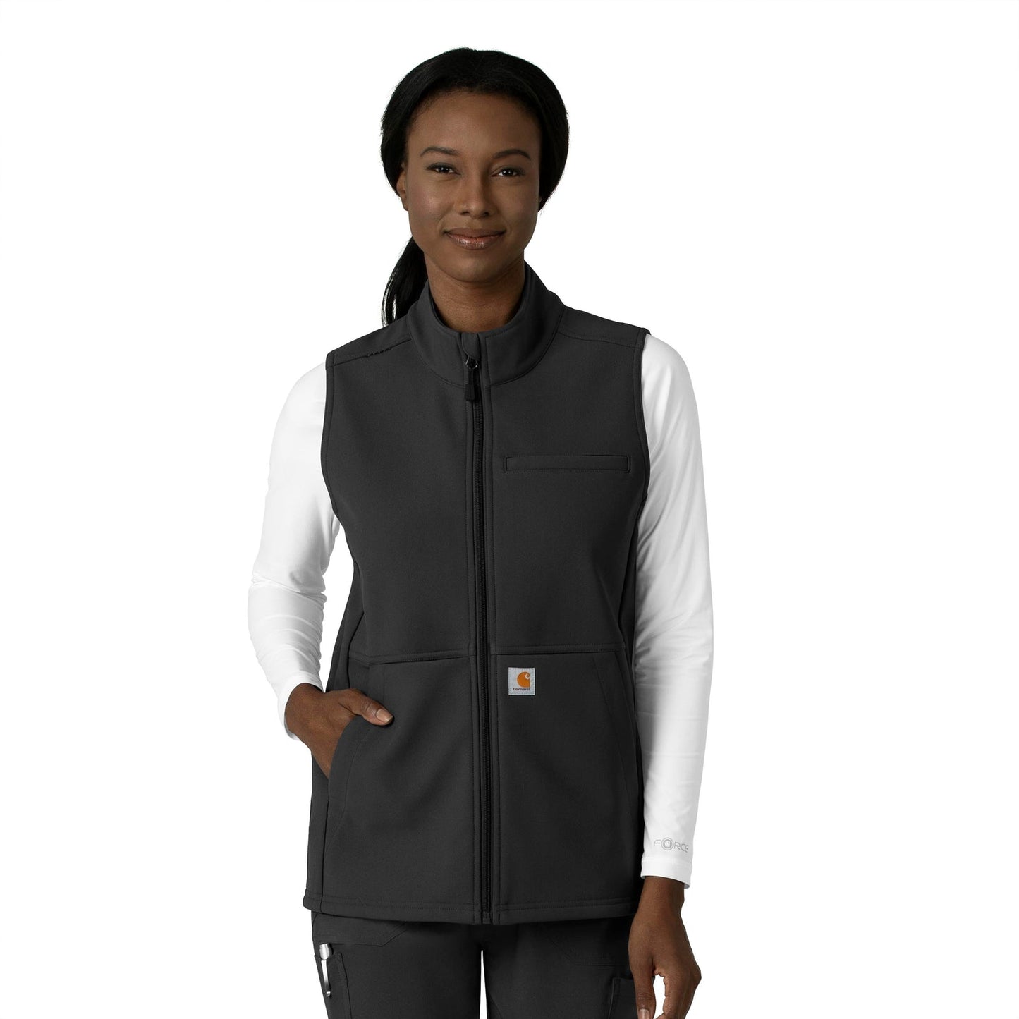 Rugged Flex C83023 Bonded Fleece Vest Black Model Image Front | Carhartt