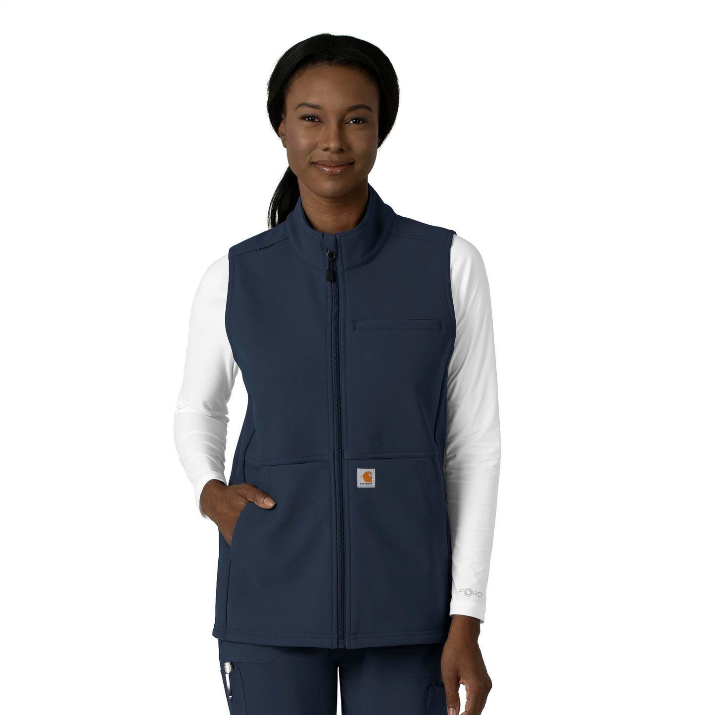 Rugged Flex C83023 Bonded Fleece Vest Navy Model Image Front | Carhartt