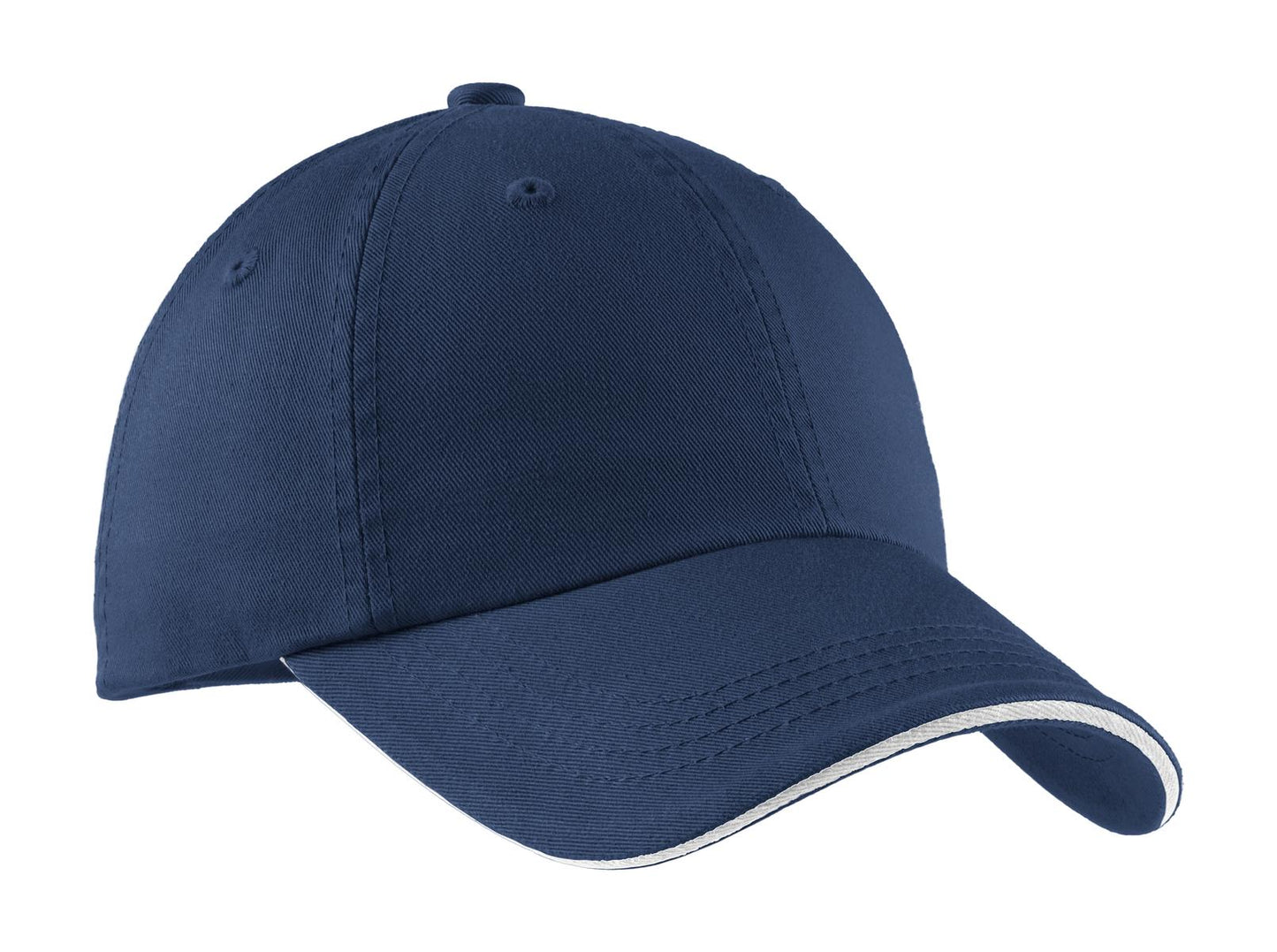 Port Authority Sandwich Bill Cap with Striped Closure C830 Ensign Blue/ White