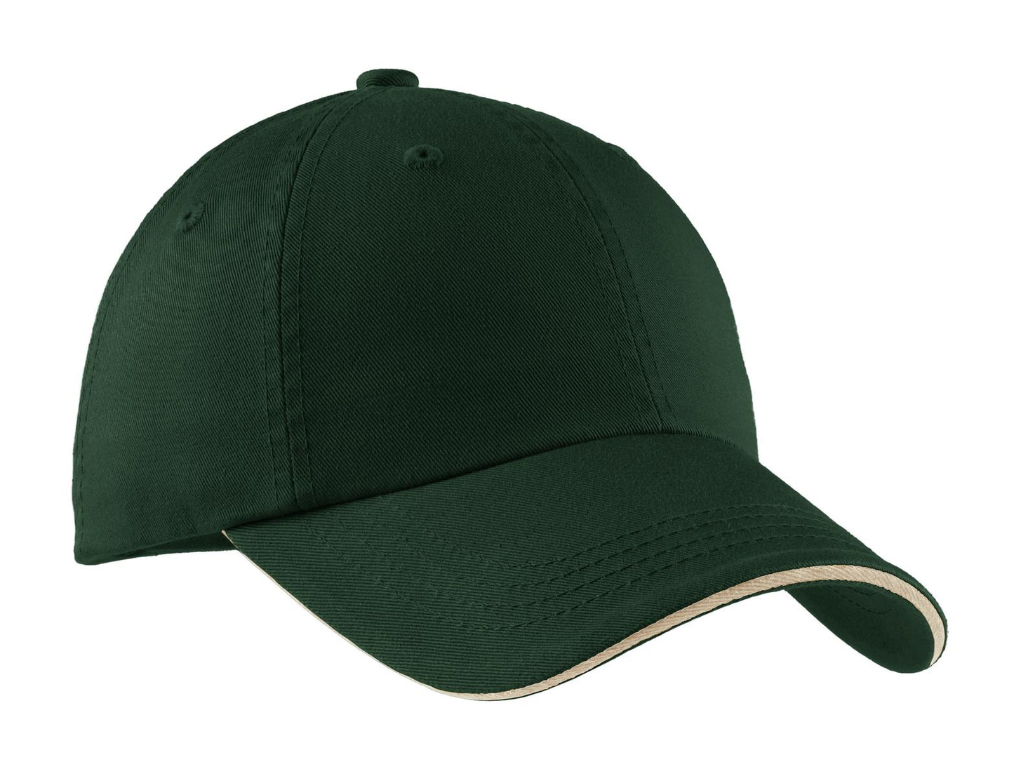 Port Authority Sandwich Bill Cap with Striped Closure C830 Hunter/ Stone